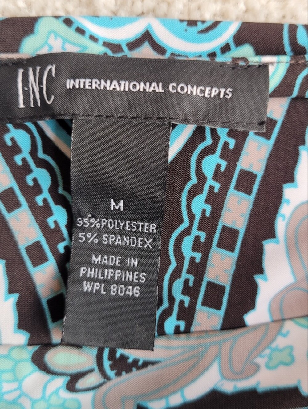 INC International Concepts Black Maxi Dress with Teal Paisley Print Size M - Picture 2 of 9